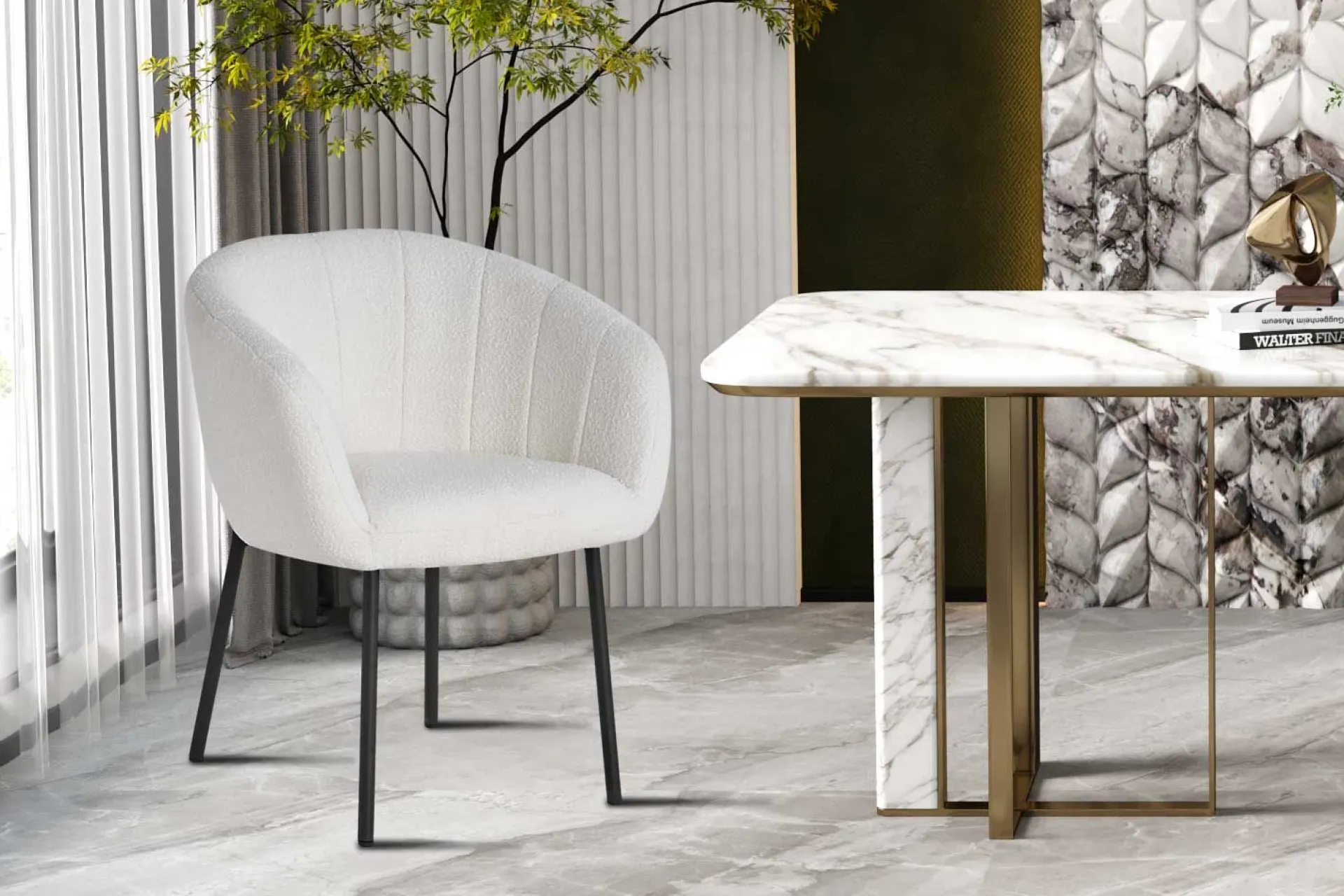 Rousseau Stuhl Sevilla Bouclé-Stoff | Metallbeine |