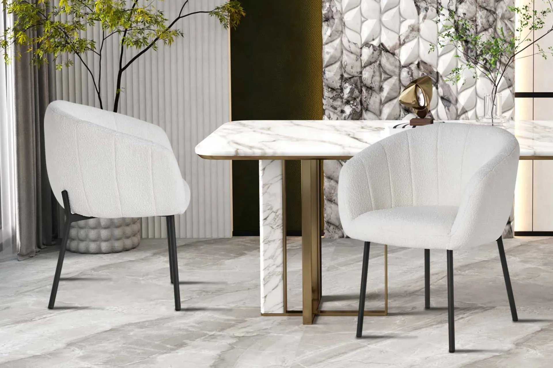 Rousseau Stuhl Sevilla Bouclé-Stoff | Metallbeine |