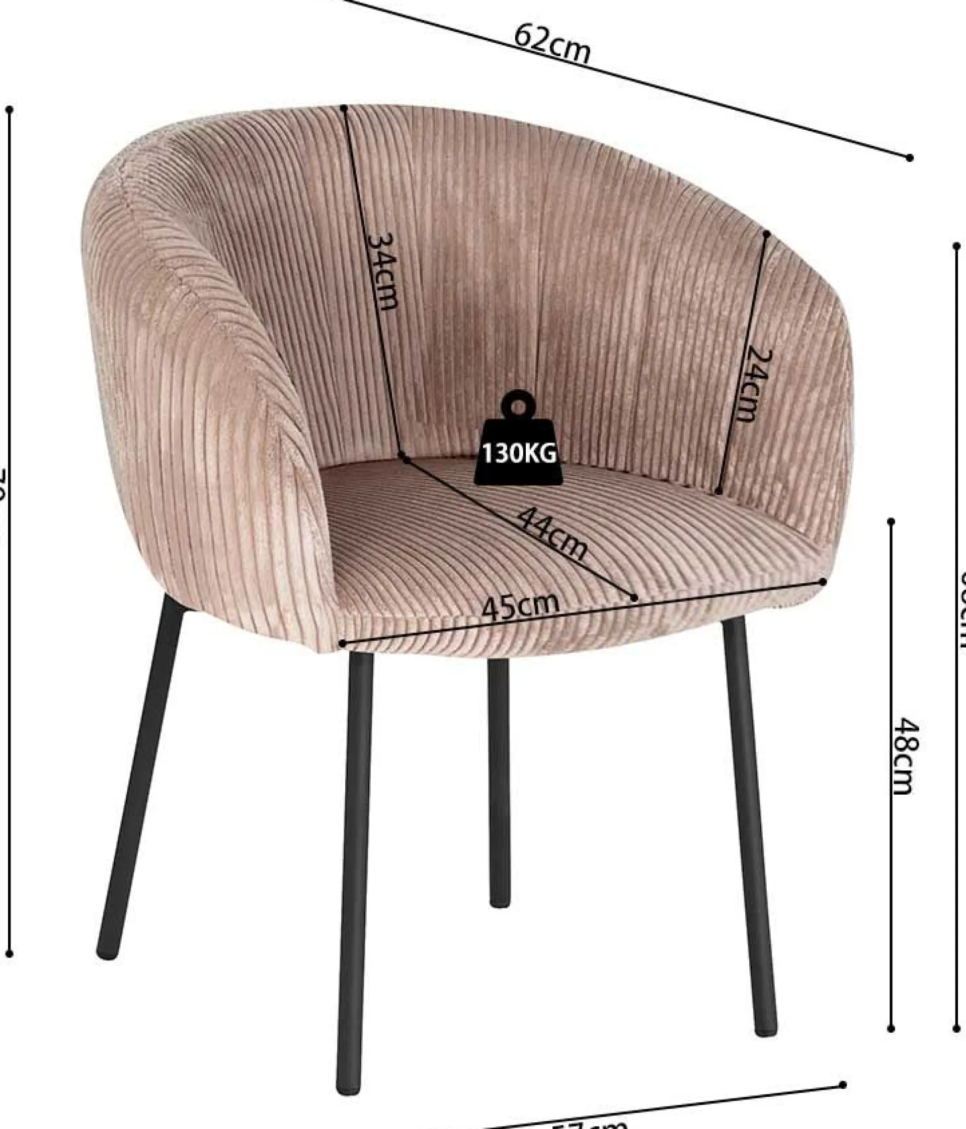 Rousseau Stuhl Sill | 57 x 62 x 79 cm | Sandfarbe