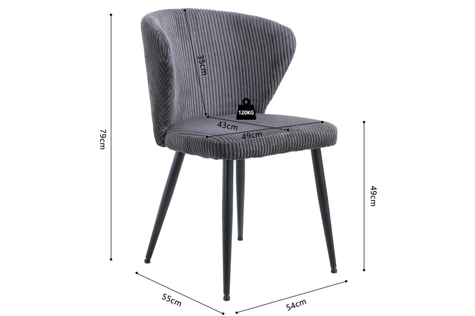 Rousseau Stuhl Tornado | 54 x 55 x 79 cm | Dunkel