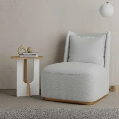 Emob Stylish Woody Fashion Beistelltisch | 18mm Dicke | 40x47x40 cm | 15 kg Kapazität | Eiche weiß