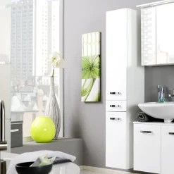 Säulenschrank Bobbi hoch 30cm 2 Türen und 1 Schublade - weiß