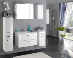 Säulenschrank Bobbi niedrig 30cm 2 Türen und 1 Schublade - weiß
