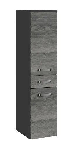 Säulenschrank Bobbi niedrig 30cm 2 Türen und 1 Schublade - graphit/graue Eiche