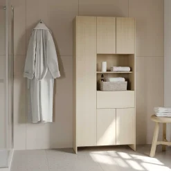 Säulenschrank Cougar - 84x33x185cm - 5 Türen und 1 Schublade - Eiche