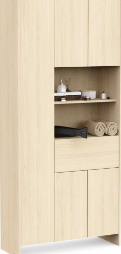 Säulenschrank Cougar - 84x33x185cm - 5 Türen und 1 Schublade - Eiche