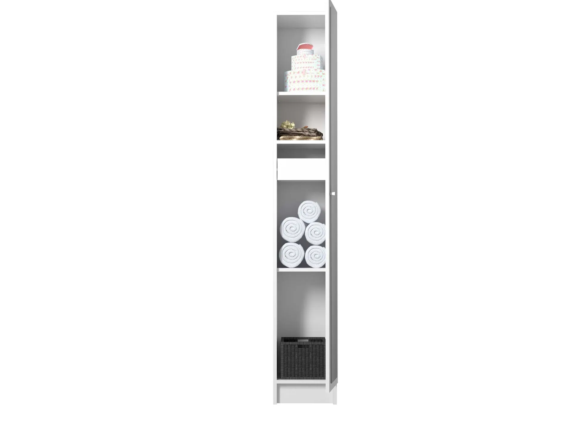 Säulenschrank Fares mit 1 Tür - weiß