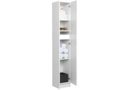 Säulenschrank Fares mit 1 Tür - weiß
