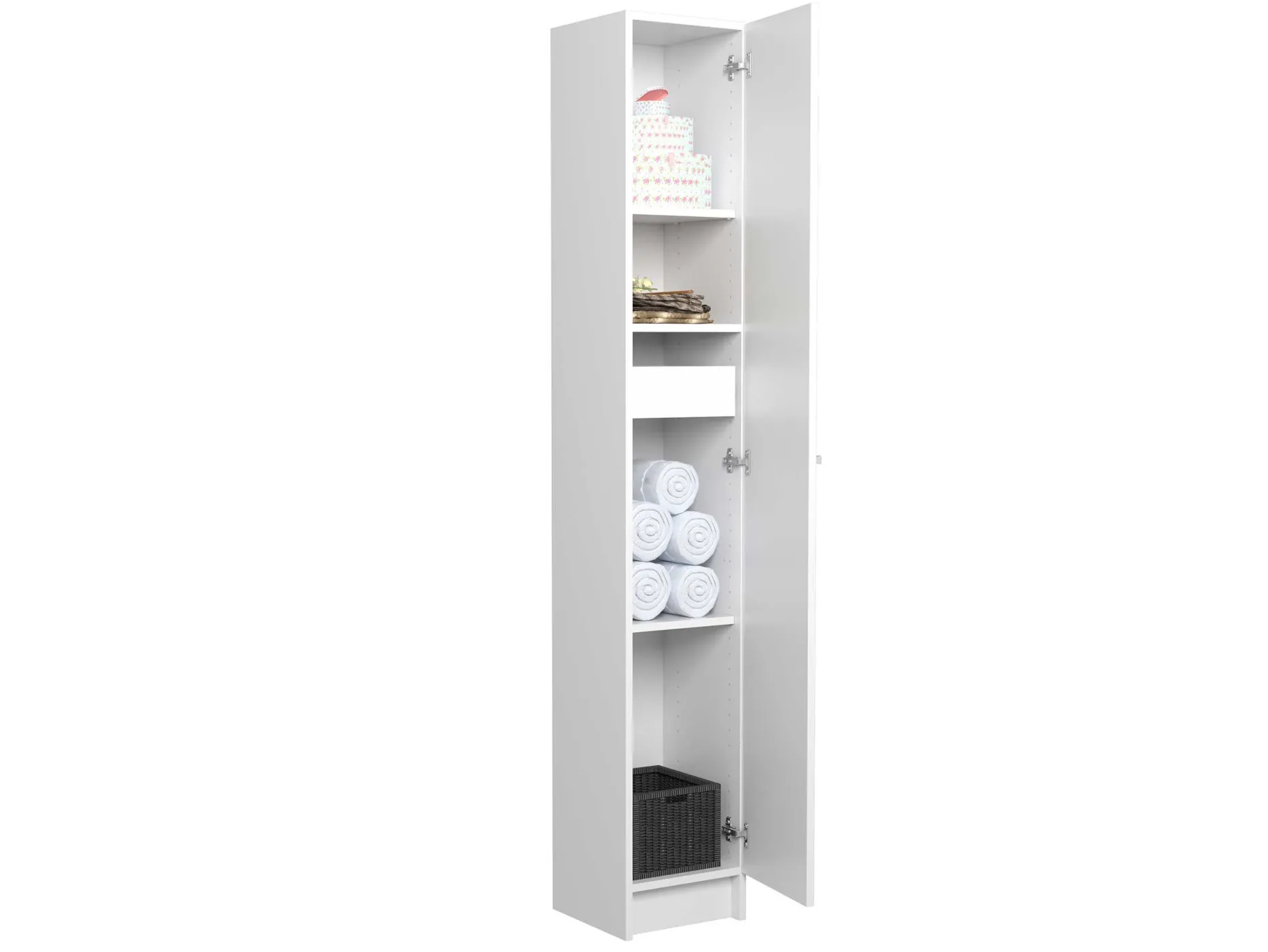 Säulenschrank Fares mit 1 Tür - weiß