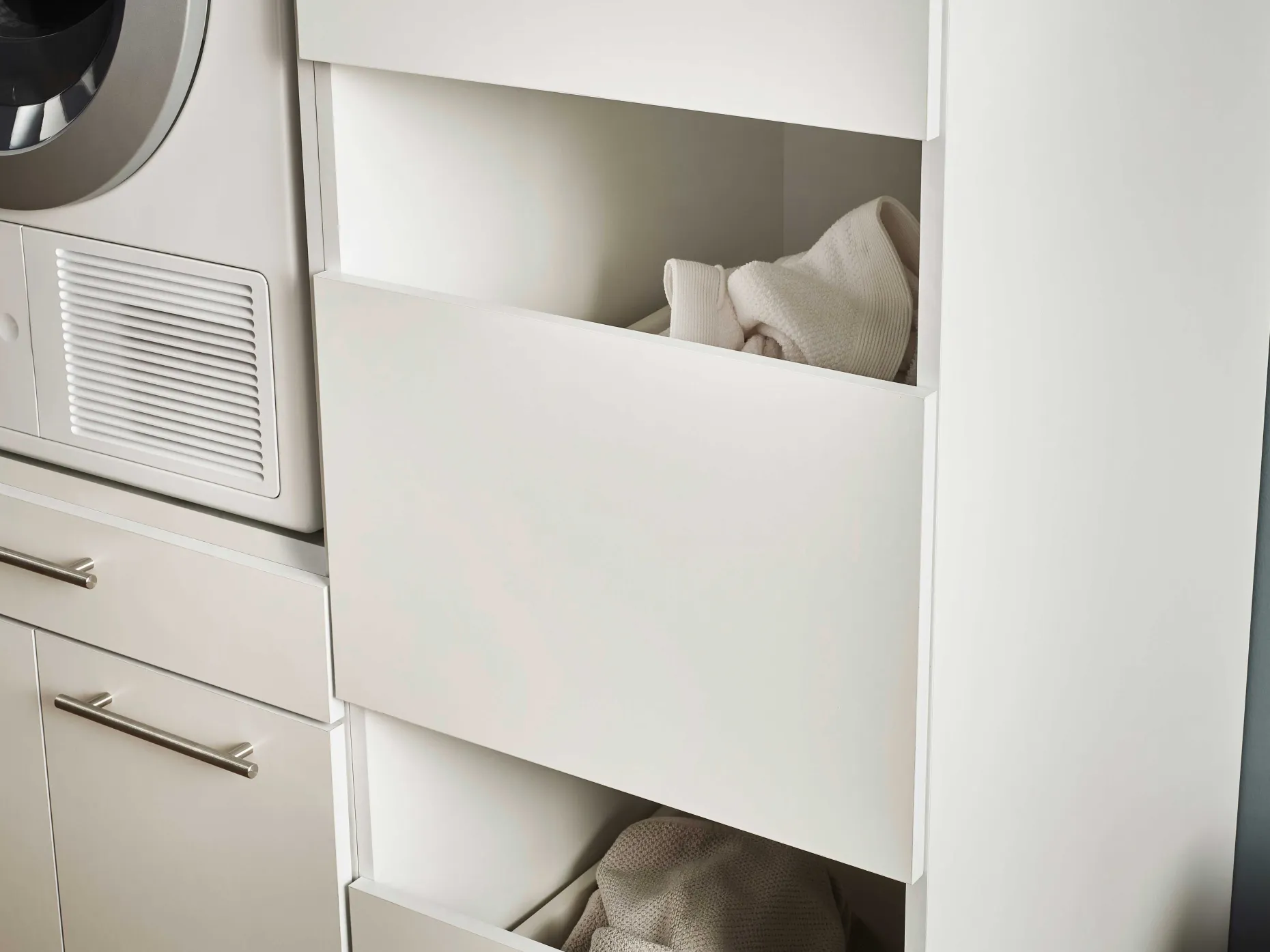 Säulenschrank für Waschmaschine Laundreezy | 50 x 68 x 162 cm | Weiß