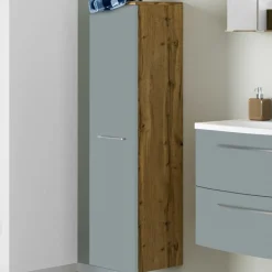Säulenschrank Gene 30cm 1 Tür - wotan Eiche/grün
