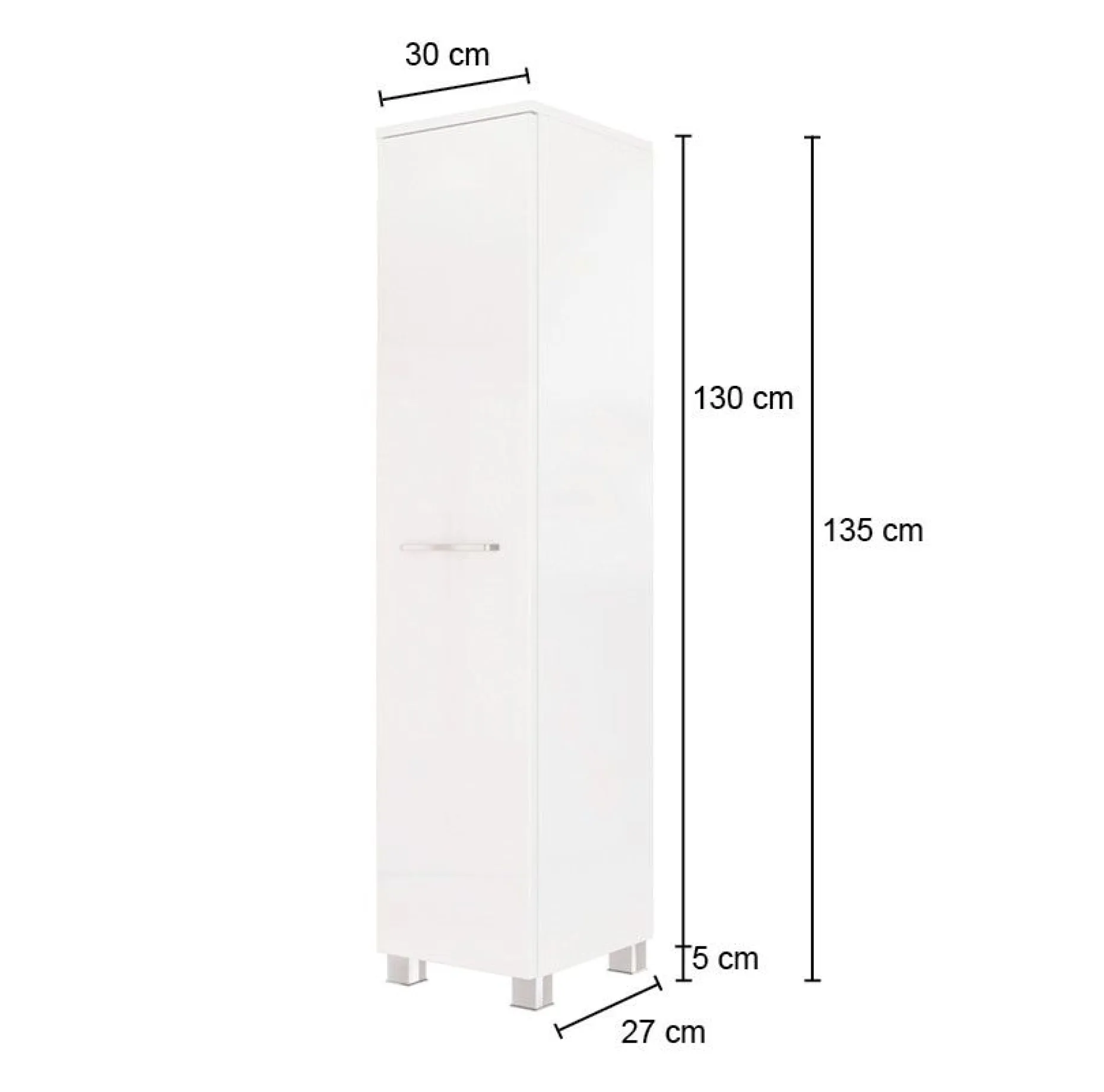 Säulenschrank Gene 30cm 1 Tür - wotan Eiche/grün