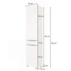 Säulenschrank Hansen 40cm 2 Türen und 1 Schublade - weiß