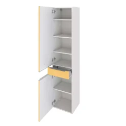 Säulenschrank Hansen 40cm 2 Türen und 1 Schublade - gelb/weiß