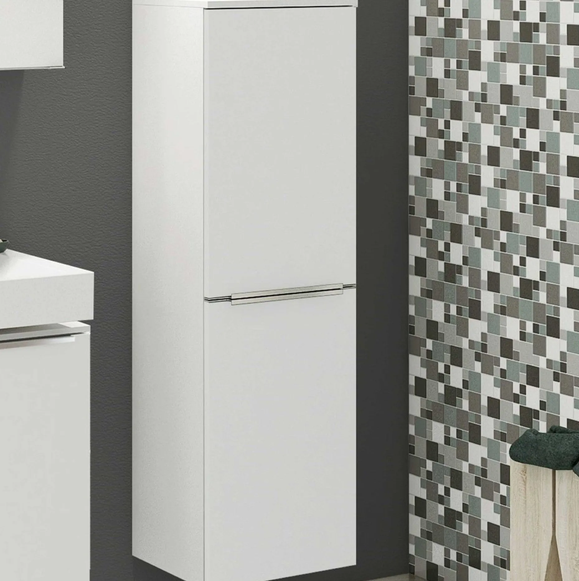 Säulenschrank Hansen 40cm 2 Türen - weiß