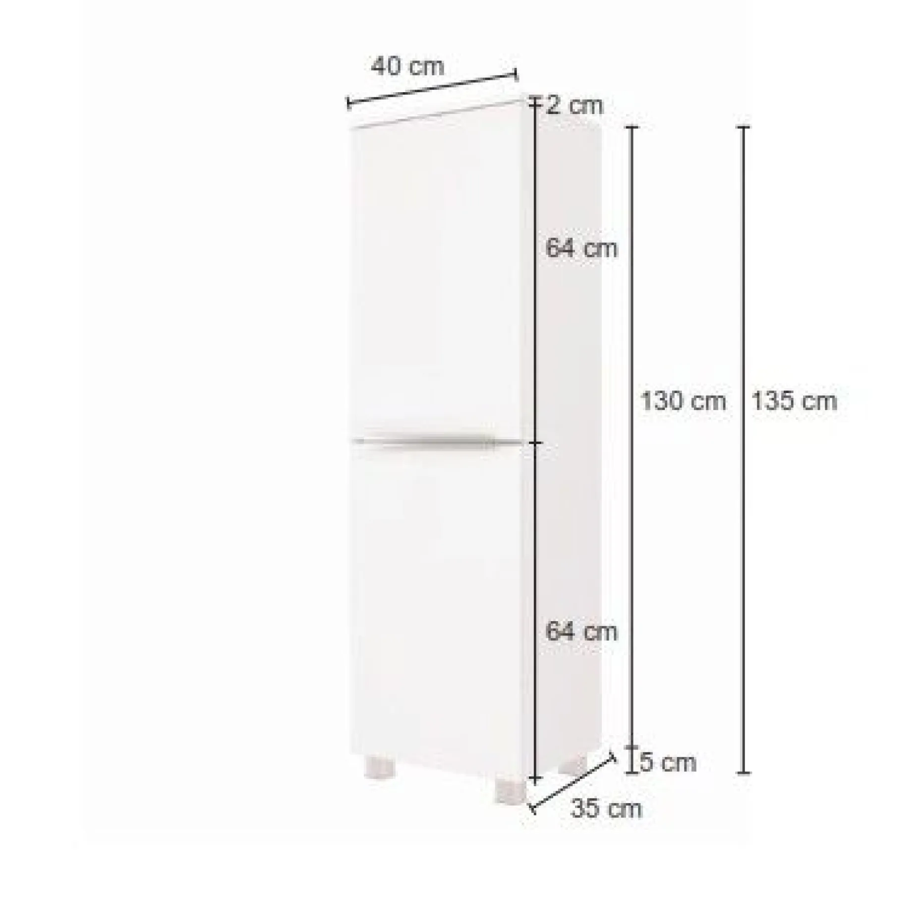 Säulenschrank Hansen 40cm 2 Türen - weiß