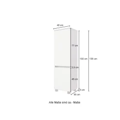 Säulenschrank Helina 40cm 2 Türen - Eiche/Weiß