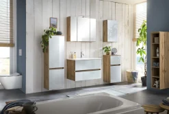 Säulenschrank Helina 40cm 2 Türen - Eiche/Weiß