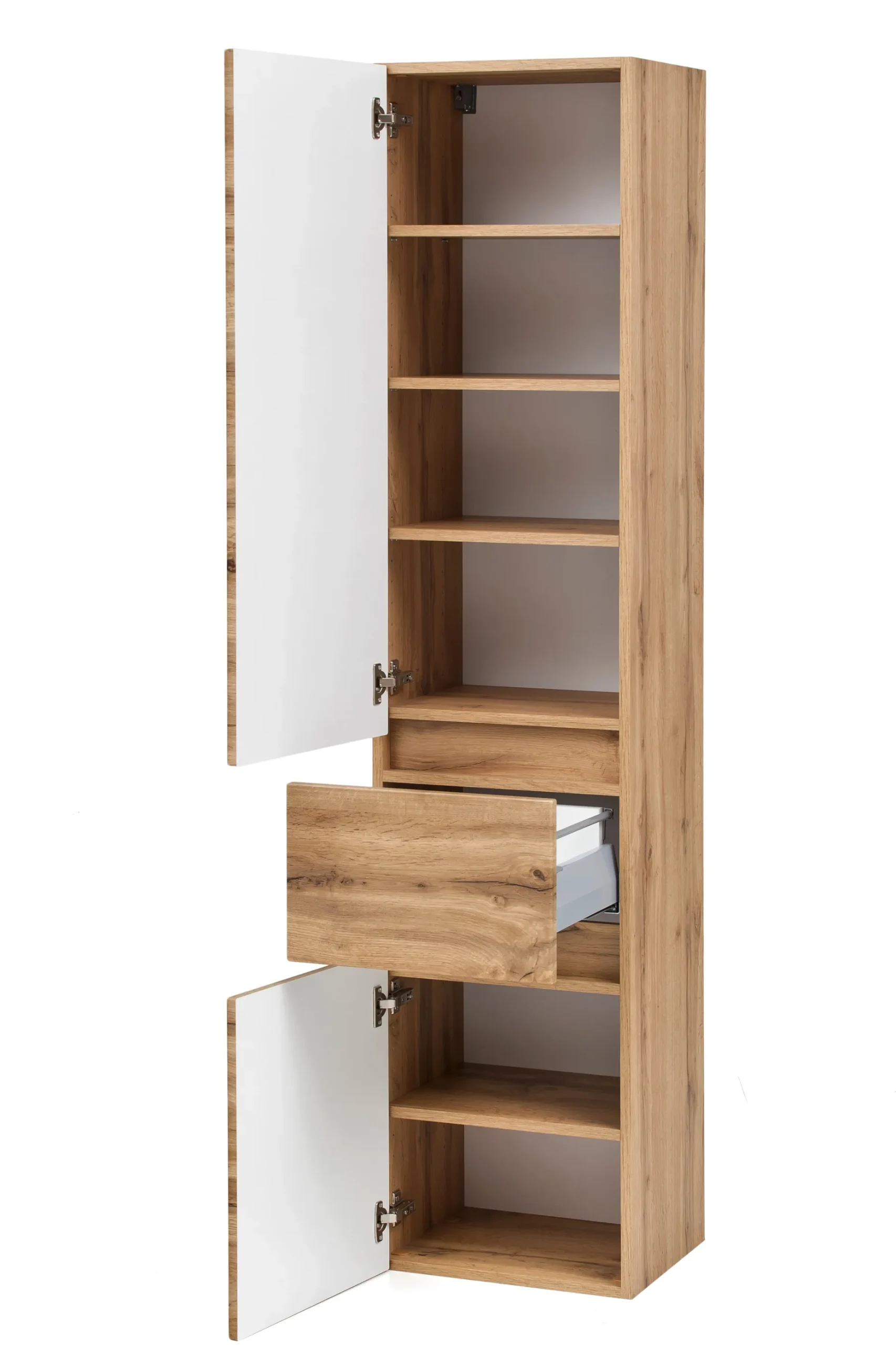 Säulenschrank Kornel 40cm 2 Türen und 1 Schublade - Eiche