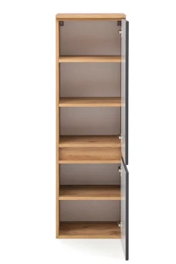 Säulenschrank Kornel/Luna 40cm 2 Türen - Eiche/mattgrau
