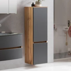 Säulenschrank Kornel/Luna 40cm 2 Türen - Eiche/mattgrau