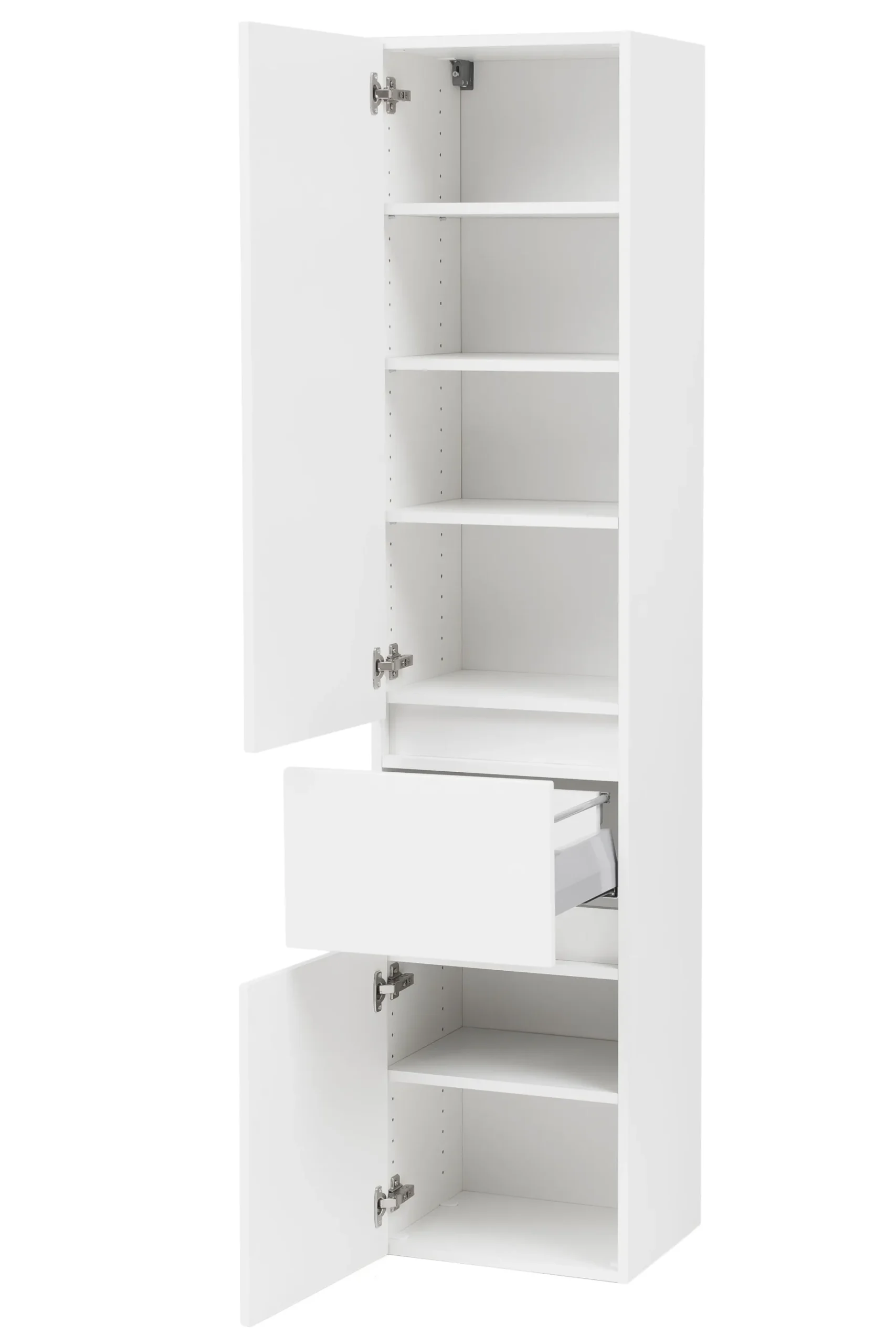 Säulenschrank Kornel/Pisca 40cm 2 Türen und 1 Schublade - weiß