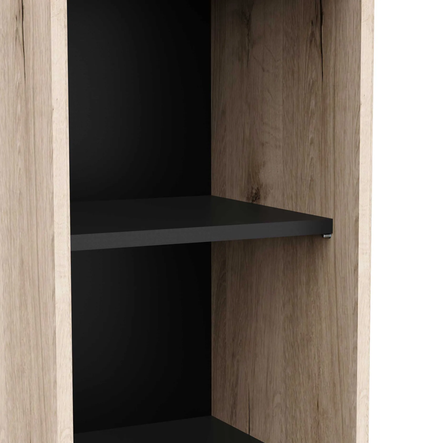 Säulenschrank Lagon - 39x33x201cm - 2 Türen und 1 Schublade - Schwarz/Eiche Dekor