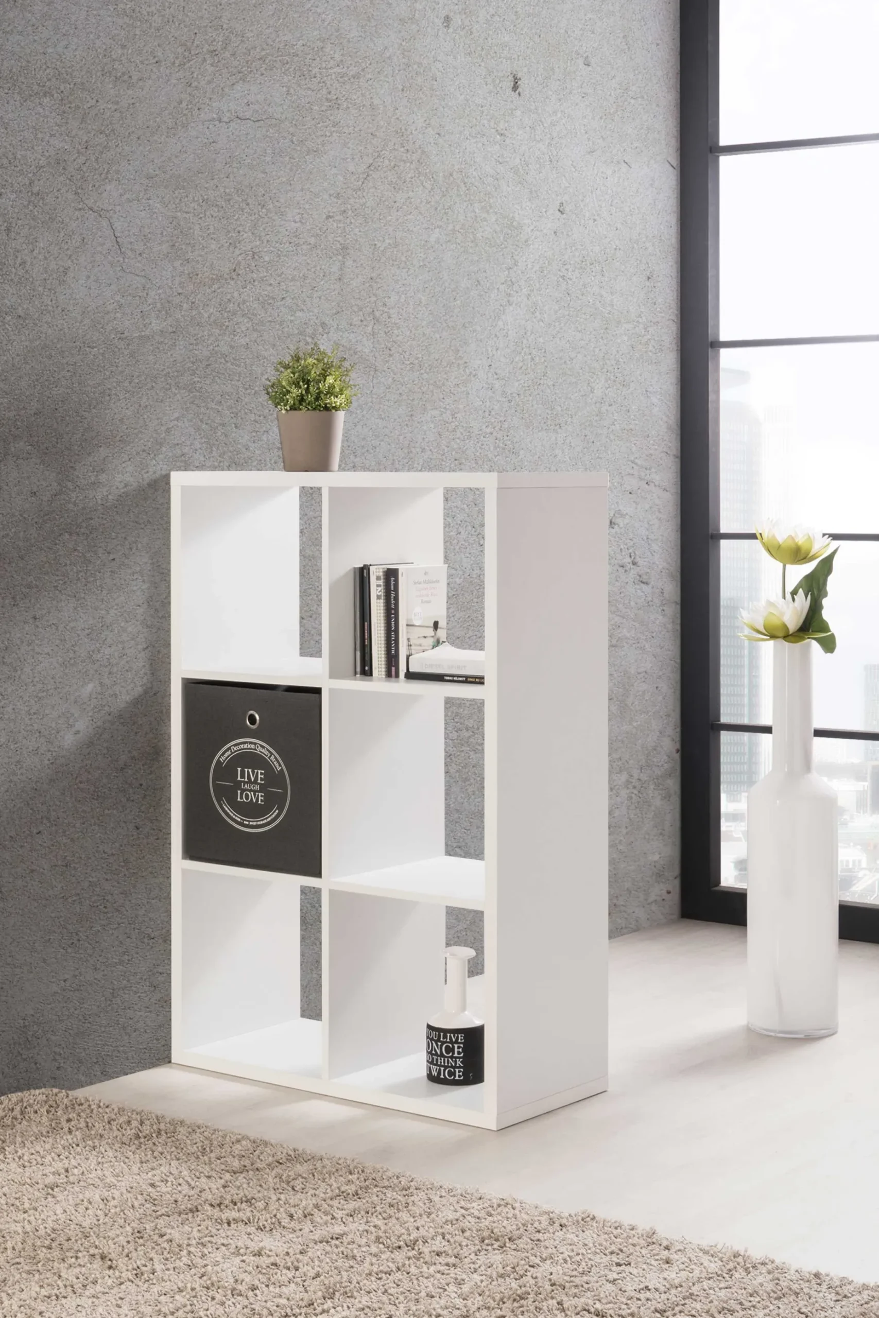 Säulenschrank Max. 6 Fächer - weiß