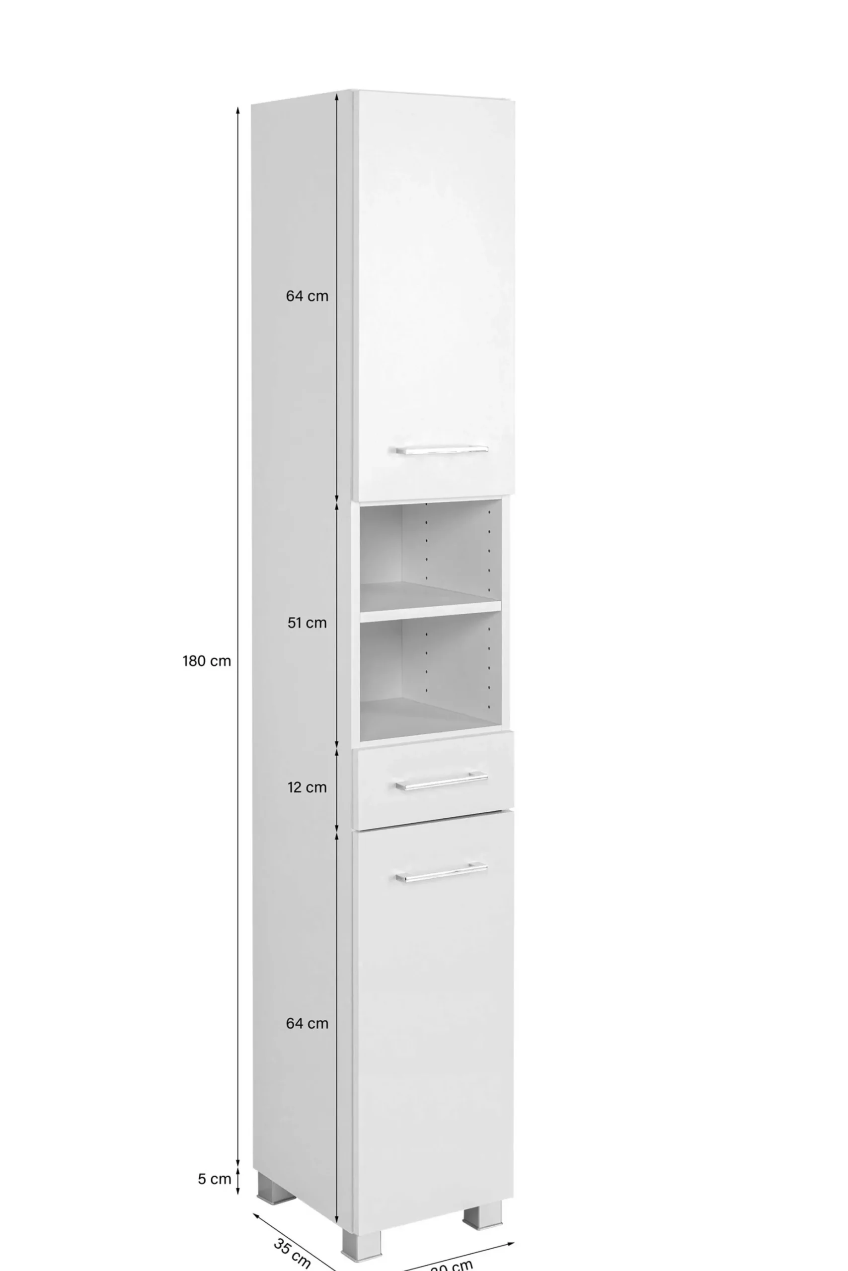 Säulenschrank Pares 30cm 2 Türen und 1 Schublade - Graphit/Eiche Rotbraun
