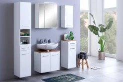 Säulenschrank Pares 30cm 2 Türen und 1 Schublade - weiß