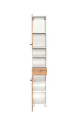 Säulenschrank Pares 30cm 2 Türen und 1 Schublade - Eiche weiß/wotan