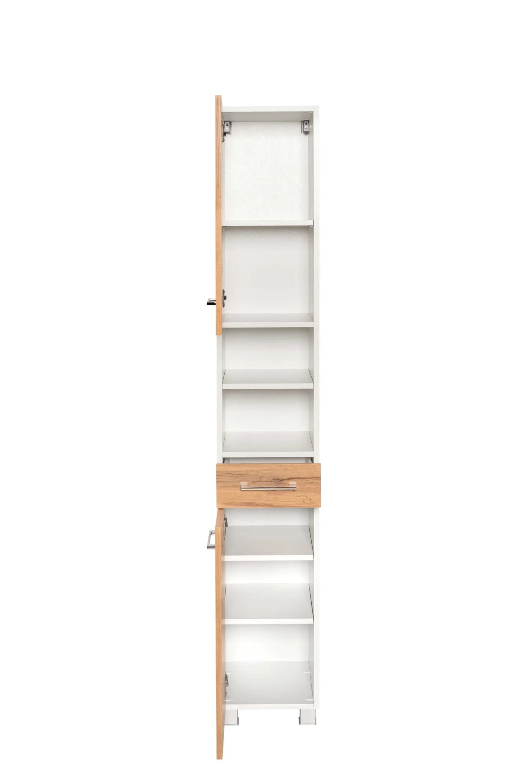 Säulenschrank Pares 30cm 2 Türen und 1 Schublade - Eiche weiß/wotan