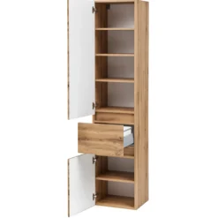 Säulenschrank Pisca 40cm 1 Schublade und 2 Türen - Eiche