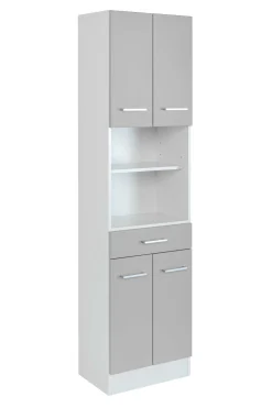 Säulenschrank Ricca 50cm 4 Türen und 1 Schublade - weiß/hellgrau