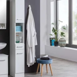 Säulenschrank Ricca 25cm 2 Türen und 1 Schublade - weiß