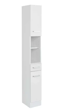Säulenschrank Ricca 25cm 2 Türen und 1 Schublade - weiß