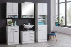 Säulenschrank Ricca 50cm 4 Türen und 1 Schublade - weiß