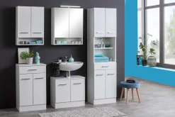 Säulenschrank Ricca 50cm 4 Türen und 1 Schublade - weiß