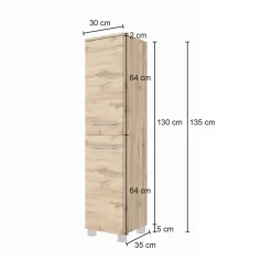 Säulenschrank Sefa 30cm 2 Türen - Eiche wotan