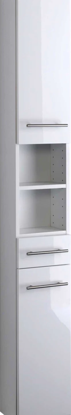 Säulenschrank Small 25cm 1 Schublade und 2 Türen - hochglänzend weiß