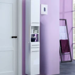 Säulenschrank Small 25cm 1 Schublade und 2 Türen - hochglänzend weiß