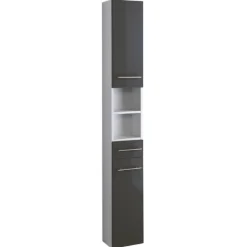 Säulenschrank Small 25cm 1 Schublade und 2 Türen - hochglanz-grau
