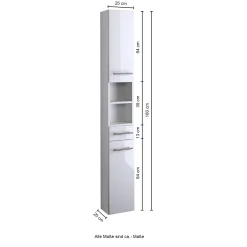 Säulenschrank Small 25cm 1 Schublade und 2 Türen - hochglanz-grau