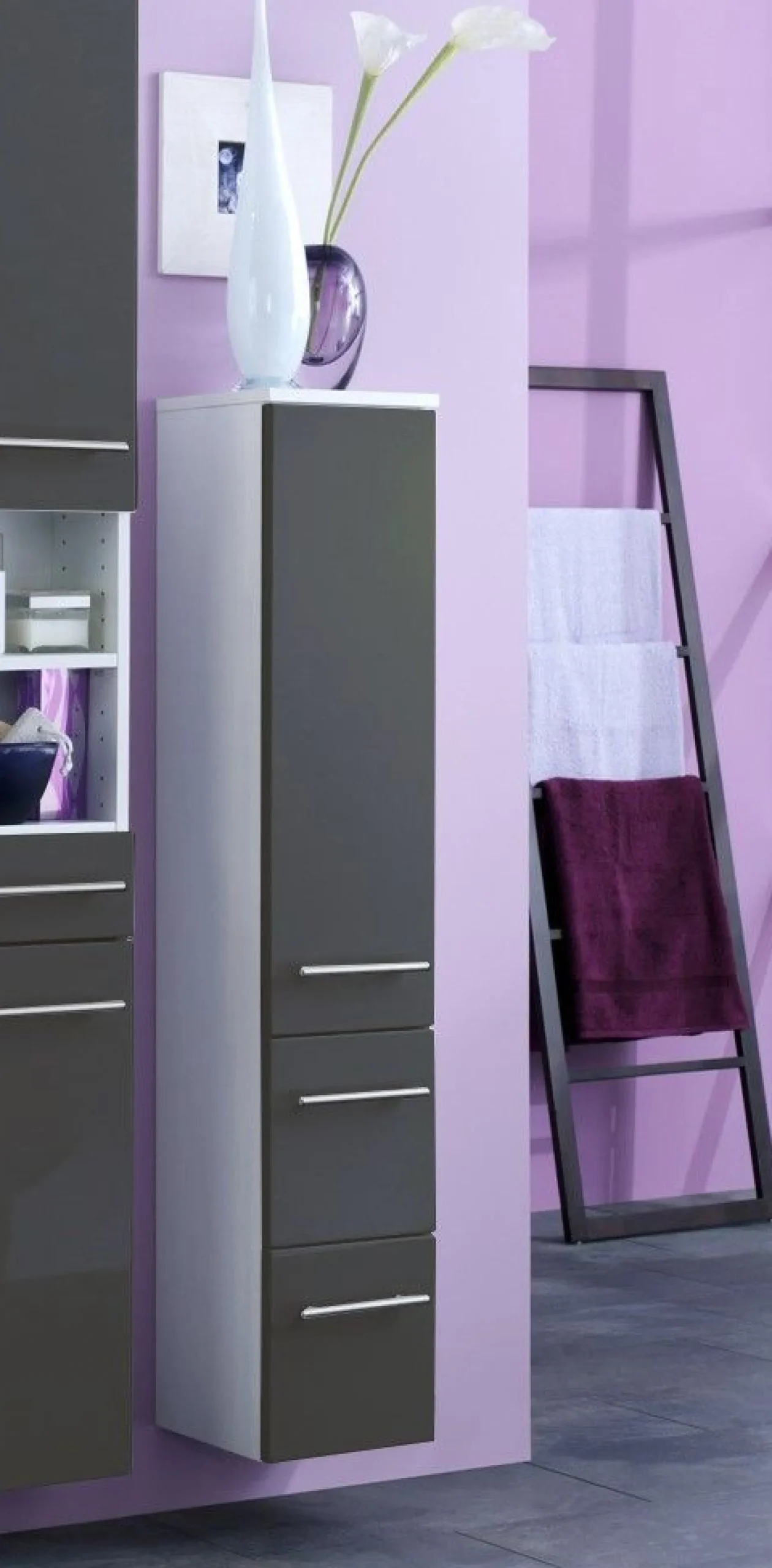 Held Säulenschrank Small 25cm 1 Tür und 2 Schubladen - hochglanz-