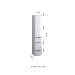 Held Säulenschrank Small 25cm 1 Tür und 2 Schubladen - hochglänzend