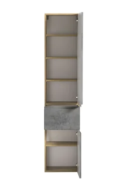 Säulenschrank Varese | 40 x 35 x 180 cm | Betonfarbenes Design