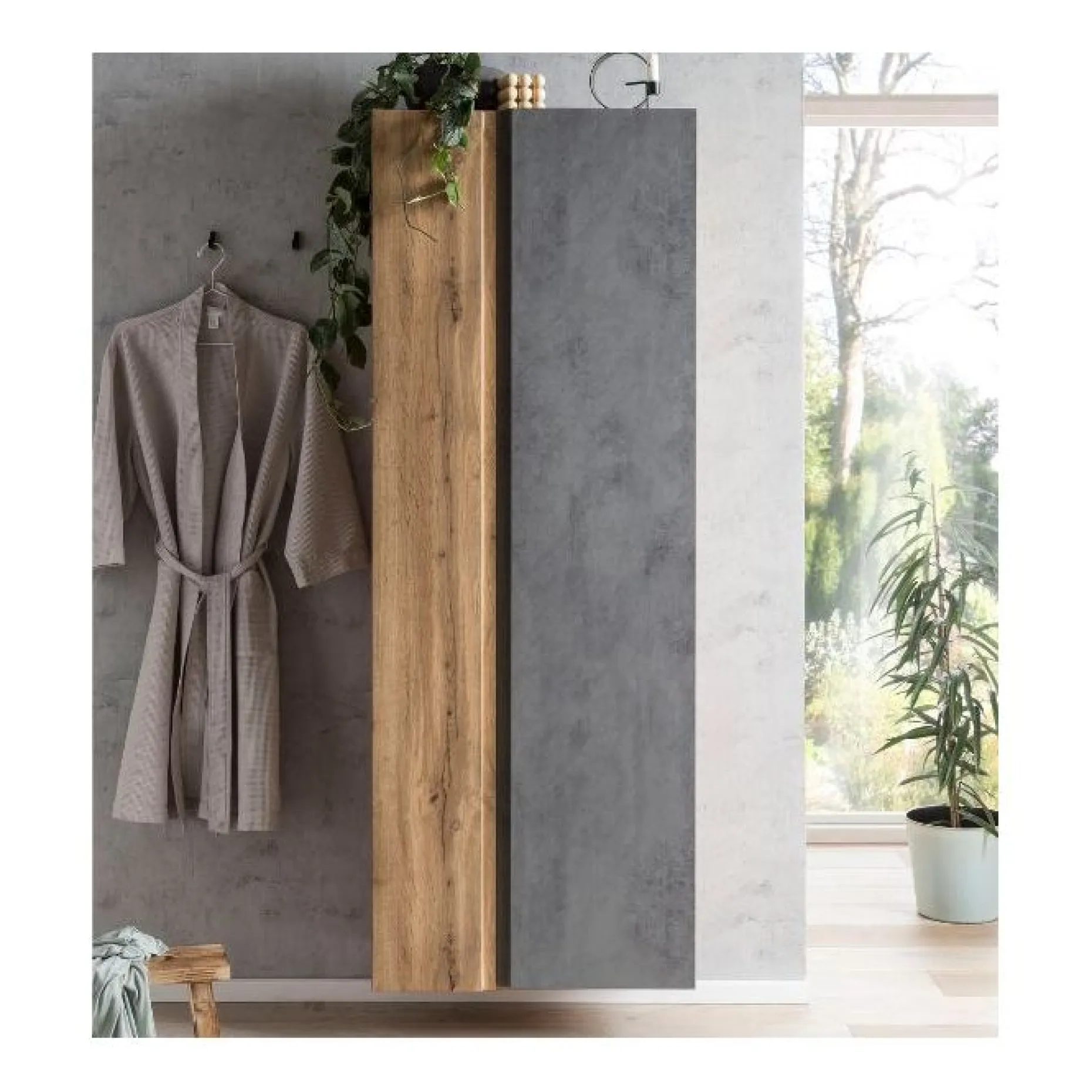 Säulenschrank Varese | 65 x 35 x 180 cm | Farbe Beton