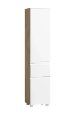 Säulenschrank Varese | 40 x 35 x 180 cm | Wotan Oak / weißes Design