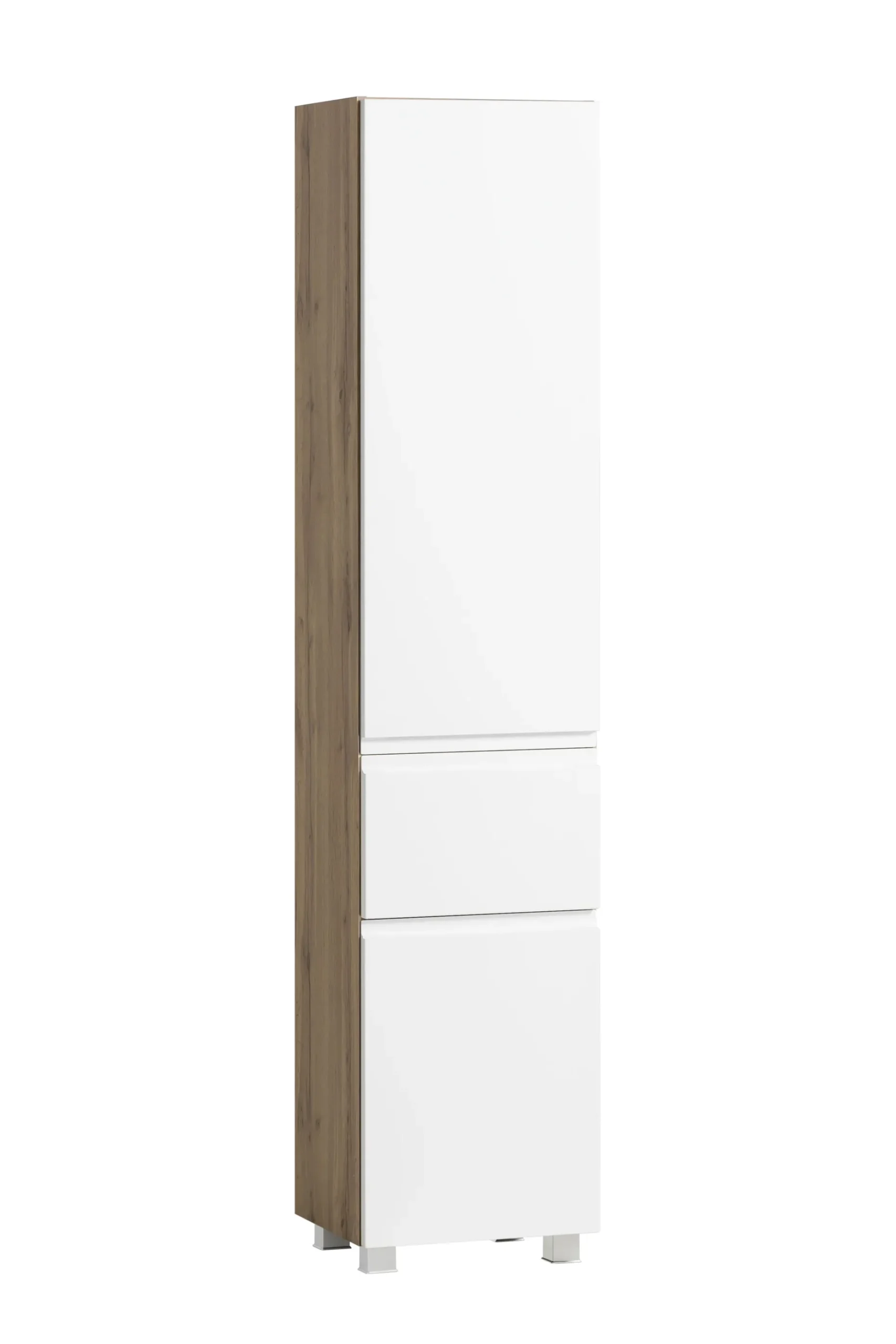 Säulenschrank Varese | 40 x 35 x 180 cm | Wotan Oak / weißes Design