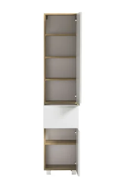 Säulenschrank Varese | 40 x 35 x 180 cm | Wotan Oak / weißes Design